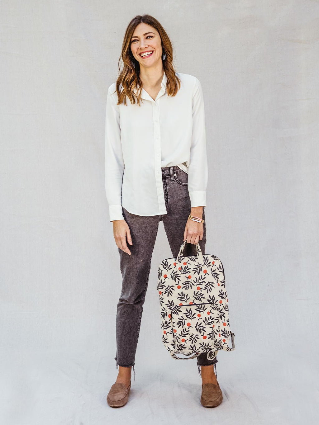 Canvas Laptop Backpack in Berry Print
