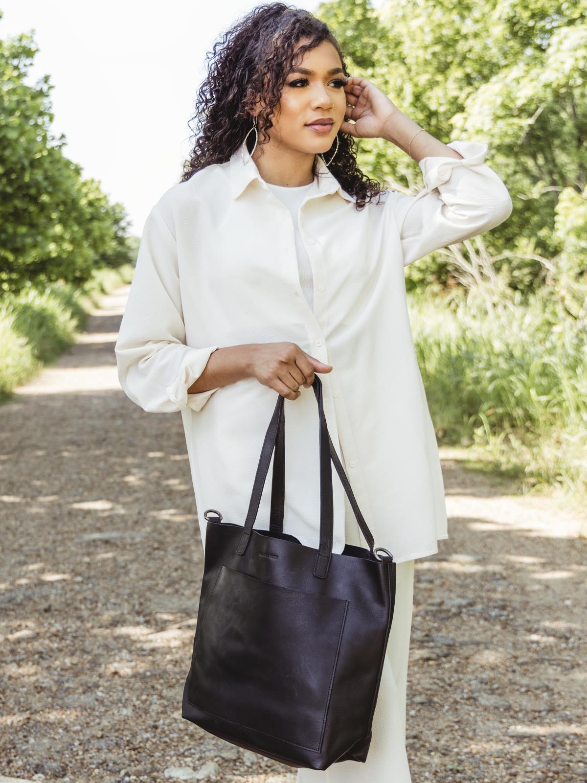 Black Leather Tote Bag