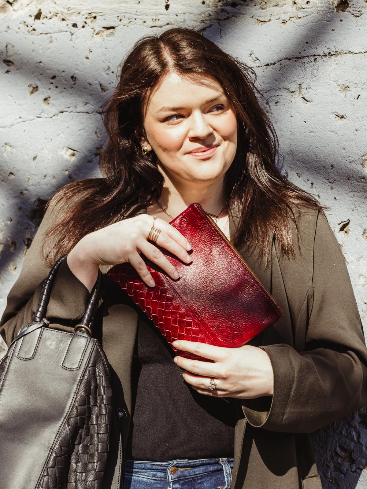 Leather Pouchette in Red