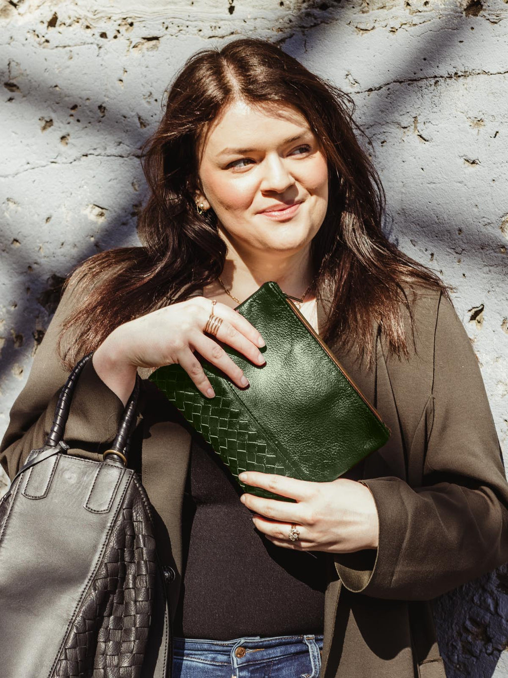 Leather Pouchette in Green