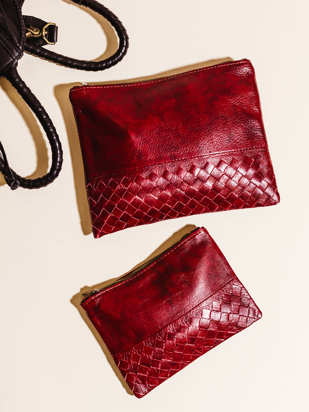 Leather Pouchette in Red