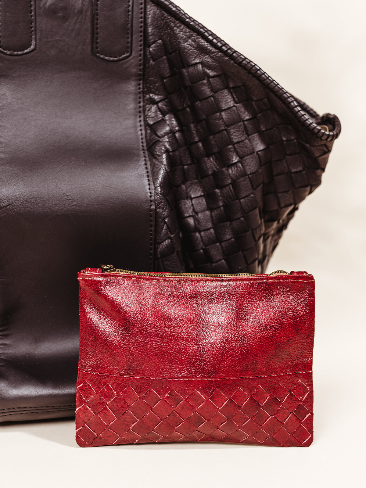 Leather Pouchette in Red