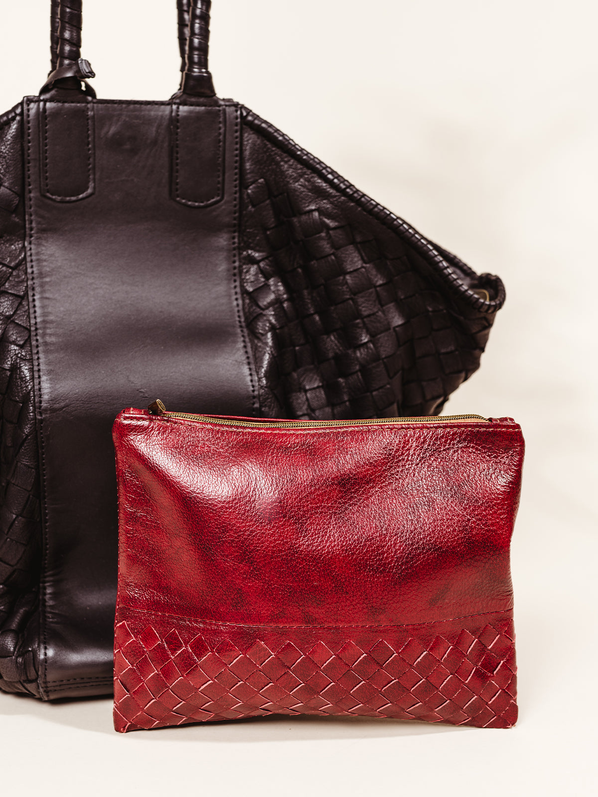 Leather Pouchette in Red