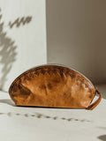 Brown Leather Makeup Bag With Zipper