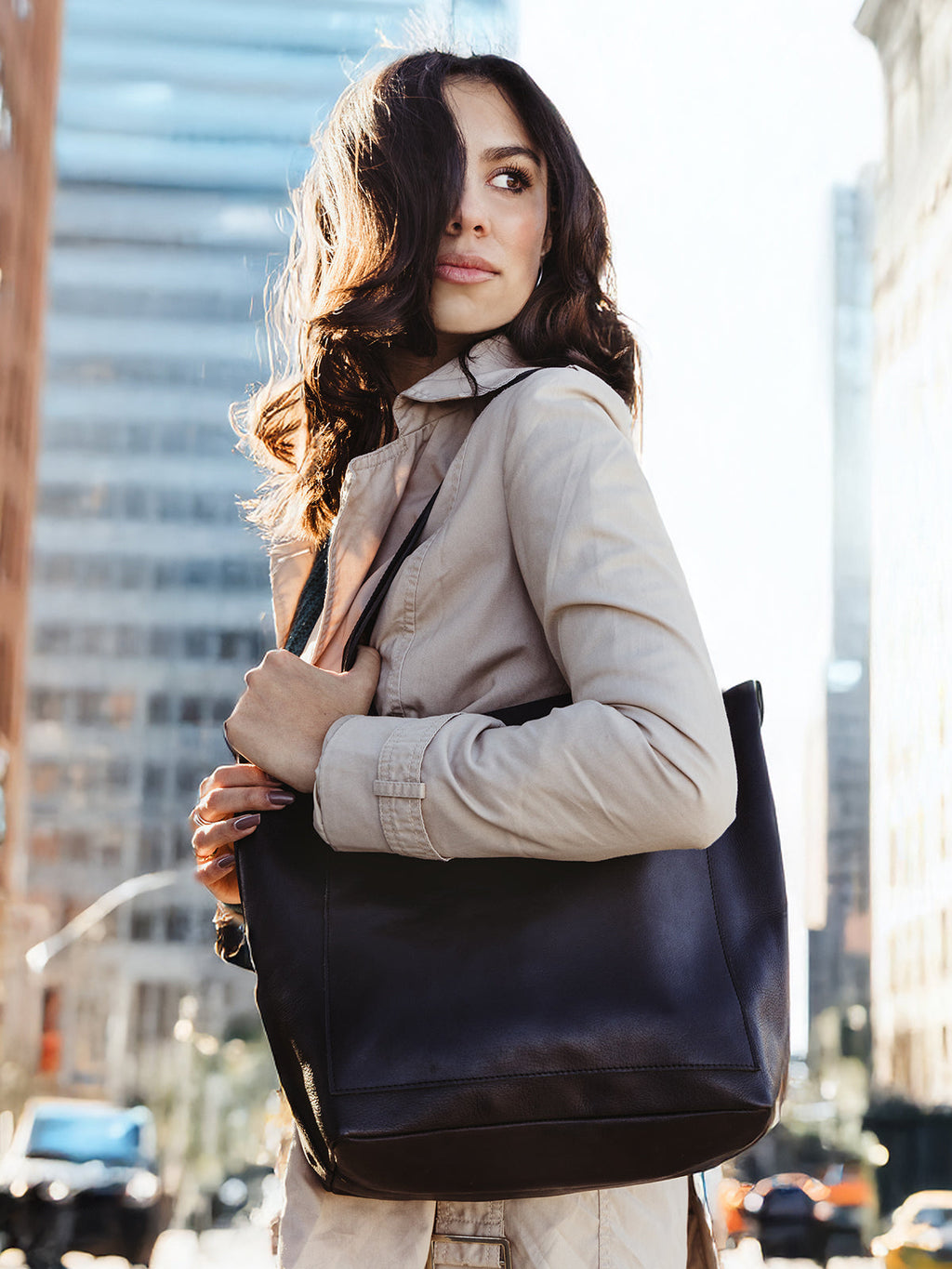 Black Leather Tote Bag