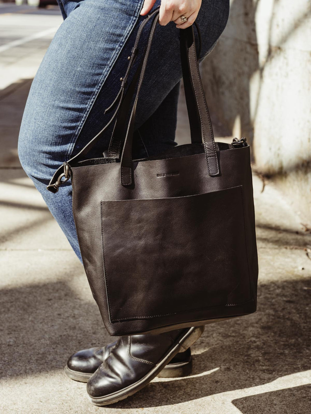 Black Leather Tote Bag